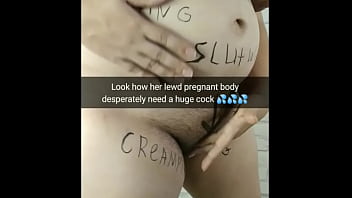 Preview 4 of Marina Suchkova - Pregnant hotwife with a huge boobs covered in body writing love to cheat with you! - Milky Mari