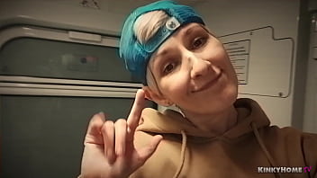 Preview 4 of Granny N Youngboy - Masturbate in train WC