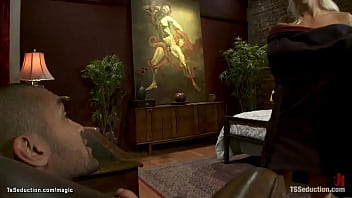 Preview 2 of Son Jokes With Mom - Bbc shemale and blond fucking man