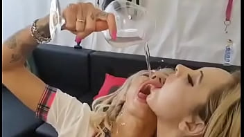 Preview 2 of Sinning Angle - EXTREME puke fest! 2 Girls 1 Guy Madness April Paisley vs Epiphany Jones,  Gagging ,  Piss in mouth,  Ass destruction [WET/PUKE]