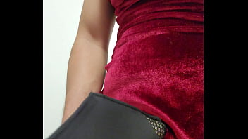Preview 3 of Assd Buti - Nice velvet dress cum on big bra