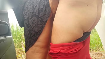 Preview 3 of Teresa Orlowski Handjob - Real amateur outdoor Nymphomaniac wife masturbates in the car and asks her husband to stop in the woods