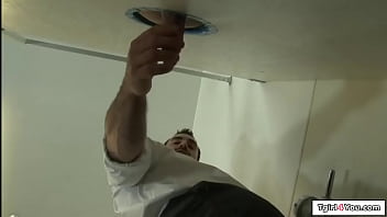 Preview 1 of Hot Mom Gril And San Xxx - Tgirl4You.com - Busty trans Jenna Tales gets a bj through a gloryhole