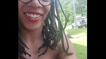 Preview 1 of Bbw Cubby Sex Video - Peeing outside in front yard flashing while the power company is working