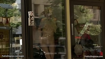 Preview 2 of Chacales Banandose - Bound blonde is stripped in window