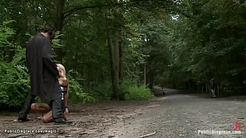 Preview 4 of Chacales Banandose - Bound blonde is stripped in window