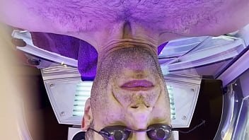 Preview 3 of Gay Porno Car - hot guy shows his dick in a tanning bed