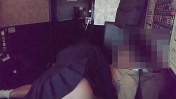 Preview 4 of Dad Sleep For Sex Mom - Japanese shemale in JK costume gives a blowjob =&gt_ Petting =&gt_ Blowjob again
