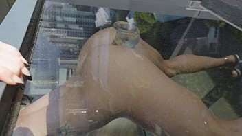Preview 4 of Sunny Leaon Hot Videos - Scarlet Chase - Fucking Dildo On Gold Coast Queensland Balcony