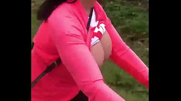 Preview 2 of Wet Sex Bush - Milf Marina showing off during a bike ride.