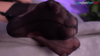 Preview 3 of Fireman Fuck Pale Blonde - Sexy teen Katy only wants to smoke her cigarette while looking at you,  horny as hell,  drooling in front of her feet. She is wearing a pair of expensive nylon cuban RHT stockings,  and her feet and toes are under your nose,  for you to sniff and cum