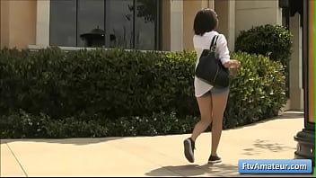 Preview 4 of Boys Porn Group - Sexy natural big tit brunette amateur babe Darcie flashing her nice round boobs in public places