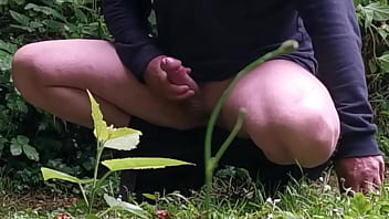 Preview 3 of Hairy White Woman Interracial - wanking outside on way to work