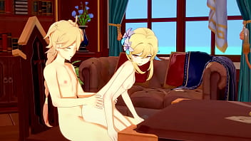 Preview 3 of Mot Mom Paki - Genshin Impact Hentai - Aether and Lumine Sucking and fucking - 3D Anime cartoon Video Game Porn Video