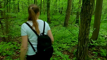 Preview 1 of Katja Kracawitce - Shy student girl helped me cum and showed her naughty talents! Risky blowjob and handjob in the forest with birds singing! Active by Nata Sweet