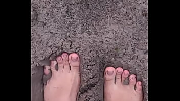 Preview 2 of C700 Xxx Sex Dog Baby Com - Barefeet grounding sensation in mud #barefeet #sensory #fun