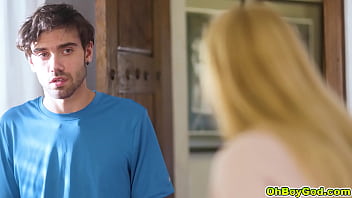 Preview 2 of Www Odiya Xnxx Wife Com - OhBoyGod.com - Sexy blonde and busty stepmom Sarah Vandella teaches her virgin boy Nade Nasty how to put a condom on! As the sex instructions continues things become HOT!