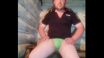 Preview 1 of Bbw And Fat Daddy - Crazy Russian guy in a police uniform fucked his fat apetite ass with a banana! And experienced an anal orgasm!