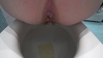 Preview 4 of Big Ass Bolwjob - Hidden camera in the toilet at home. Husband wants to spy on mature wife when she pisses. Lots of piss from hairy pussy and asshole close-ups and ASMR. Amateur fetish with chubby milf.