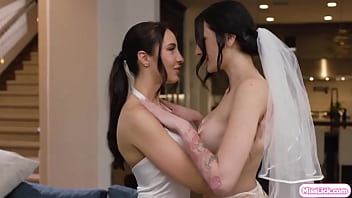 Preview 2 of Cristie Mac - Big tits lesbian milf scissoring with sexy brunette fiancee