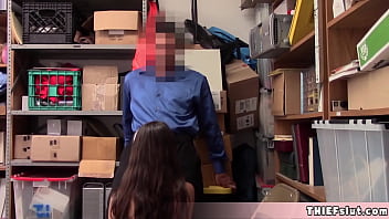 Preview 4 of Xxxn Boys - Clueless cute brunette mall thief Lily caught and now she must offer her mouth and her teen pussy
