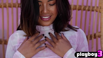 Preview 2 of Indian Xxx Bluo Video - Cute small tits Asian teen Moana Rosi hot posing outdoor in hot stockings