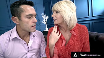 Preview 1 of Air Jerk - LUSTYGRANDMAS - Sexy Busty Mature Teacher Gets Her Face Covered By Her Student&#039_s Cum