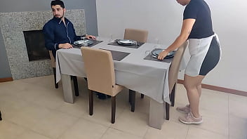 Preview 1 of Belinda Ass - Waitress with creamy pussy gets an internal cumshot under the restaurant table
