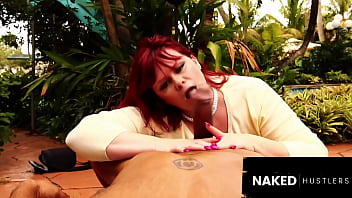 Preview 3 of Rrip Sex - Red Head Married Wife with ginormous ass fucks her personal trainer outside of her Estate while her hubby takes a nap