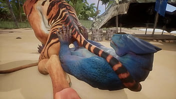 Preview 2 of Arika Grey - Tiger makes Lizard cum multiple times - Wildlife
