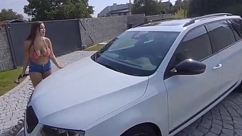 Preview 1 of First Time Club Sex - Busty tranny rides dildo and orgasms