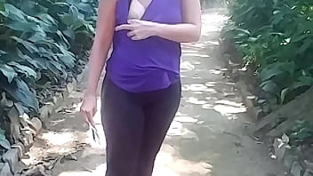 Preview 4 of Www Hot Babes Xxxx - (SUBTITLED) OUTDOOR wife,  naturals,  hot and teacher,  being exhibited by her husband at nature KARINA AND LUCAS