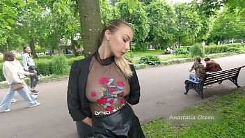 Preview 3 of Hindi Les - Public walk in transparent t-shirt in peak hour