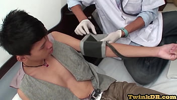 Preview 1 of Camille Crimson Cum On Tits - Dildoed Asian patient jizzed by medic after bareback sex