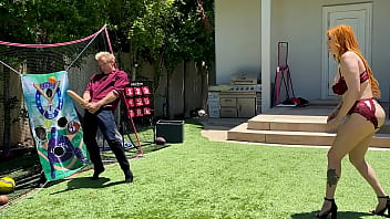 Preview 4 of Bf Sexx Sunny Lion Ki 2018ki - Big Ass Redhead Milf Plays Dick Ball With Step Son&#039_s Huge White Cock