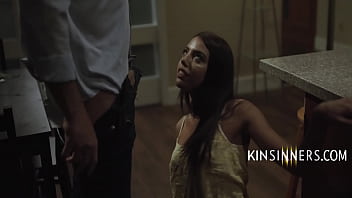 Preview 1 of Five Bukkake - All he needs to do is undo his belt and she is on her knees (In Laws)