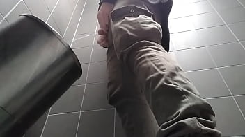 Preview 2 of Amber Jade With Danny D - Young man with uncut dick peeing in a public urinal. He then shows and shakes his dick.