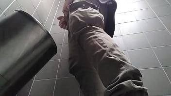 Preview 3 of Amber Jade With Danny D - Young man with uncut dick peeing in a public urinal. He then shows and shakes his dick.