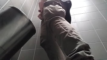 Preview 1 of Amber Jade With Danny D - Young man with uncut dick peeing in a public urinal. He then shows and shakes his dick.