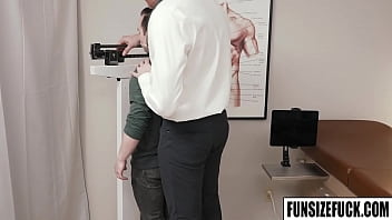 Preview 1 of Chines Fat Girl - funsizefuck.com - Tiny Danny Wilcoxx got check up and anal fucking at the same time.Danny came in for a check-up he is so lucky that it is Dr. Legrand Wolf on duty. Dr. check Danny&#039_s body even his balls and huge dick.