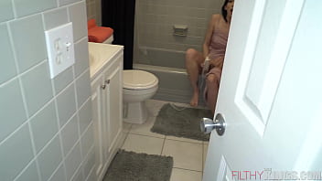 Preview 1 of Hot Mom Artis - Petite Alt Teen StepSister Gets Caught in Shower and Fuck StepBro in Bathroom - Riley Jean -