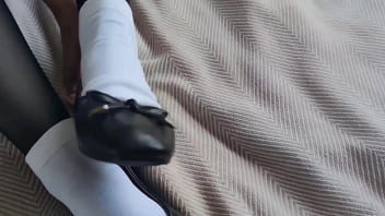 Preview 1 of K9 Ladycom - Blowjob and sex with girlfriend in black pantyhose,  white socks and cute shoes