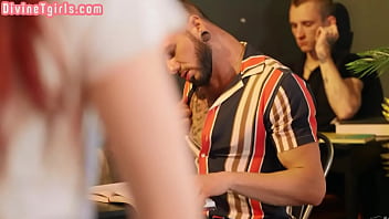 Preview 1 of I Love Sex Video Student Mms - Redhead TS waitress barebacked and mouth jizzed by customer