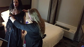 Preview 1 of Asin Sex Free Hardcore - Dominatrix Makes Feminized Roommate Dress as Goth Girl