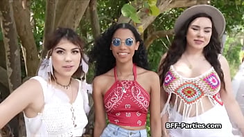 Preview 2 of Boy Forcely Fucked Mom - Fucking three hitchhiking girlfriends in a row