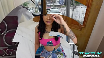 Preview 2 of Lela Star Chloro - Wet Thai babe with tats and eager mouth takes on Tuk Tuk Patrol&#039_s big white cock challenge