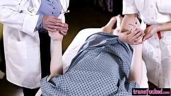 Preview 2 of China Cxe Hd - TransFucked.com - Dee Williams fucked by a patient Jean Hollywood and assistant Khloe Kay