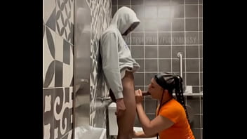 Preview 3 of Age 1 - TRANNY SLOPPY SUCKING DL BIG DICK IN PUBLIC RESTROOM
