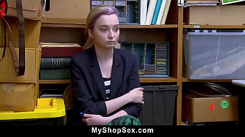 Preview 2 of Angelina Joli Xxx - Stealing Teen Compiles with Officer for Her Freedom - MyShopSex