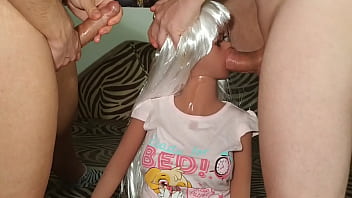 Preview 4 of Sex Xxxvdo - Petite facefucked by 2 big dicks (dollsex) HD